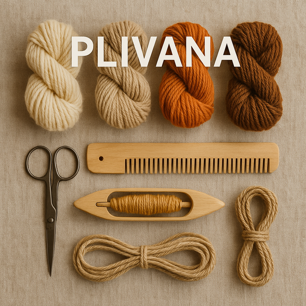 Materials and tools laid on a studio table